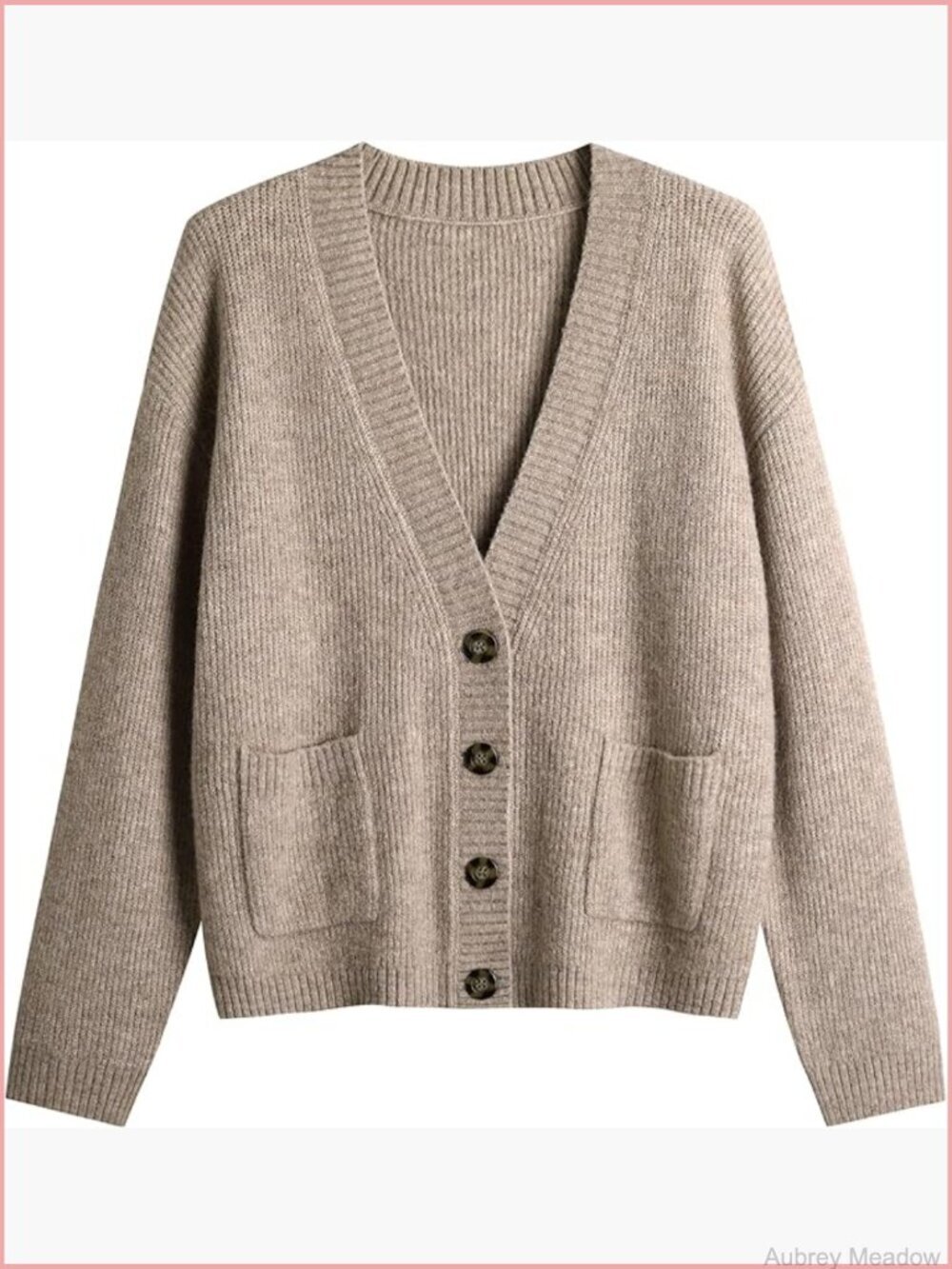 Open Front Cable Knit V Neck Cardigan Long Sleeve Loose Sweater